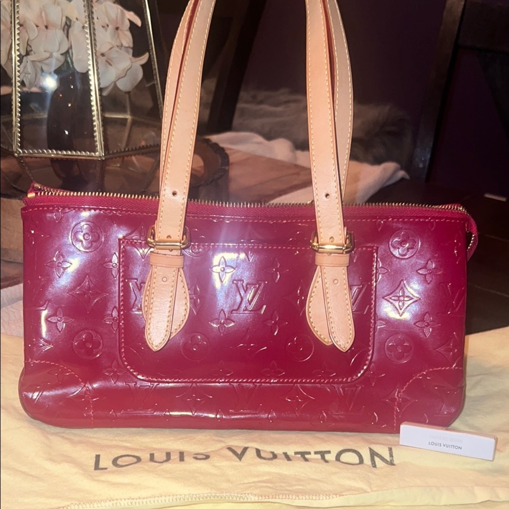 Louis Vuitton Red Shoulder Bag with Glossy Finish